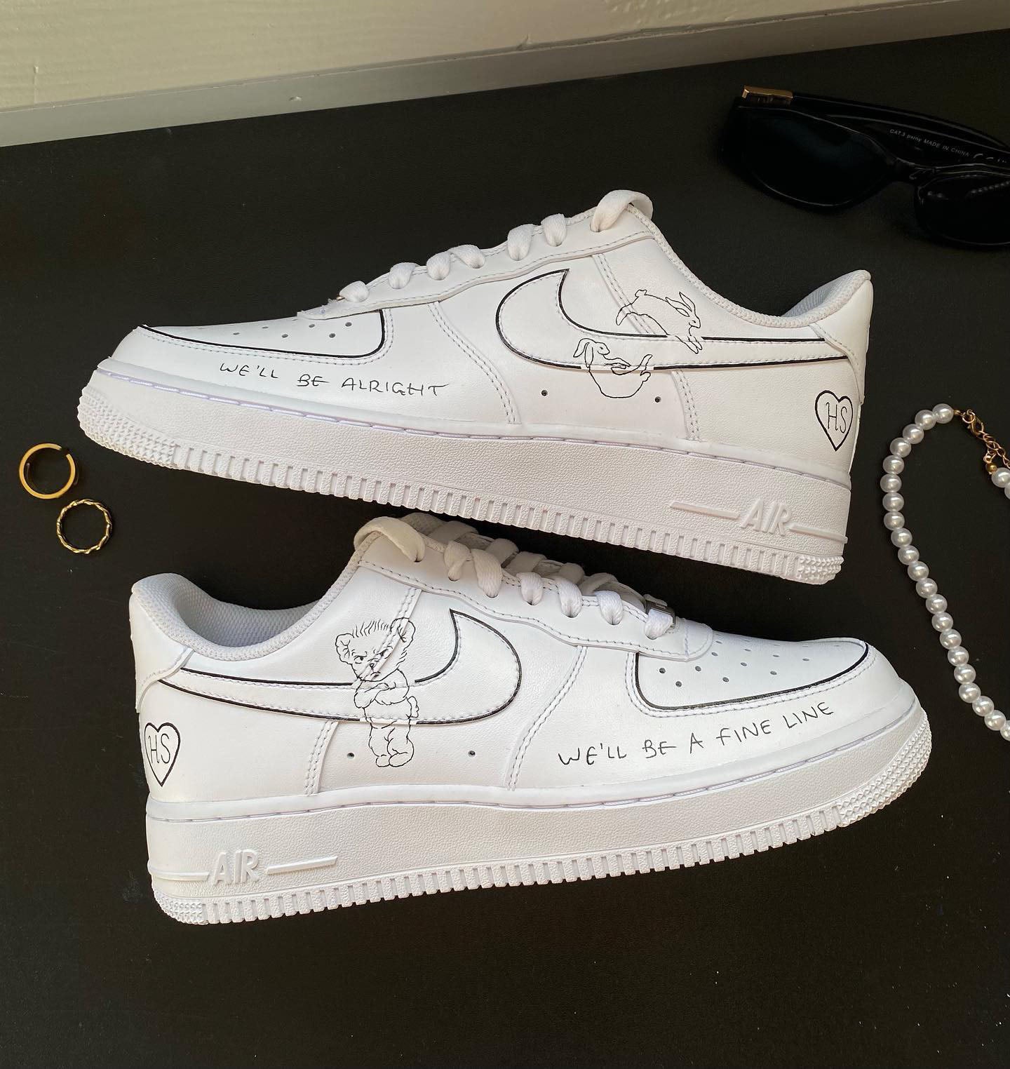 Handpainted Sneakers - Personalised Sneakers - Custom Harry Fine Line Nike Air Force - Air Force 1 AF1 Sneakers