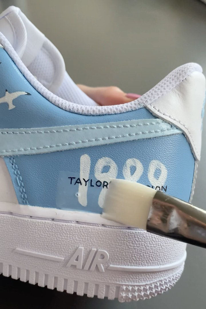 Handpainted Sneakers - Personalised Sneakers - Custom Blue 1989 Nike Air Force - Air Force 1 AF1 Sneakers