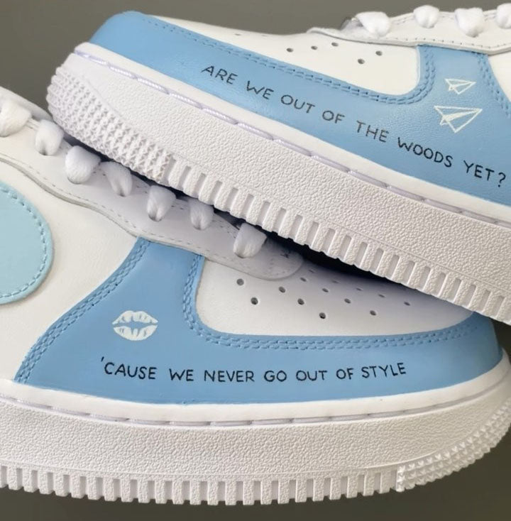 Handpainted Sneakers - Personalised Sneakers - Custom Blue 1989 Nike Air Force - Air Force 1 AF1 Sneakers
