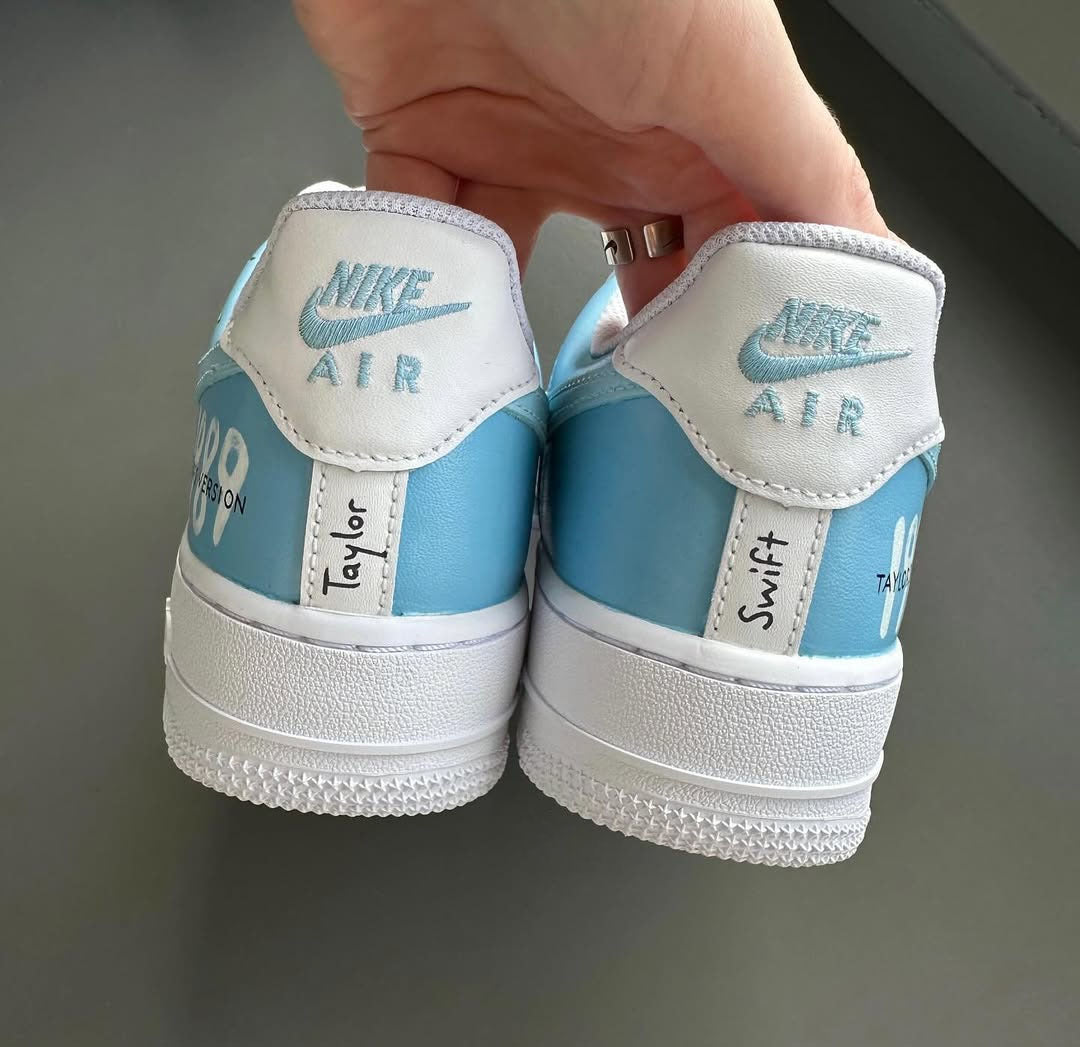 Handpainted Sneakers - Personalised Sneakers - Custom Blue 1989 Nike Air Force - Air Force 1 AF1 Sneakers