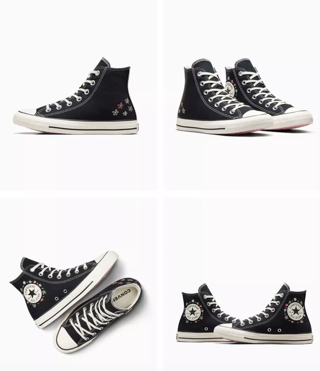 Hand Embroidery Small Floral Converse, Flowers Embroidered Sneakers, Converse High Top Shoes Converse Chuck Taylor