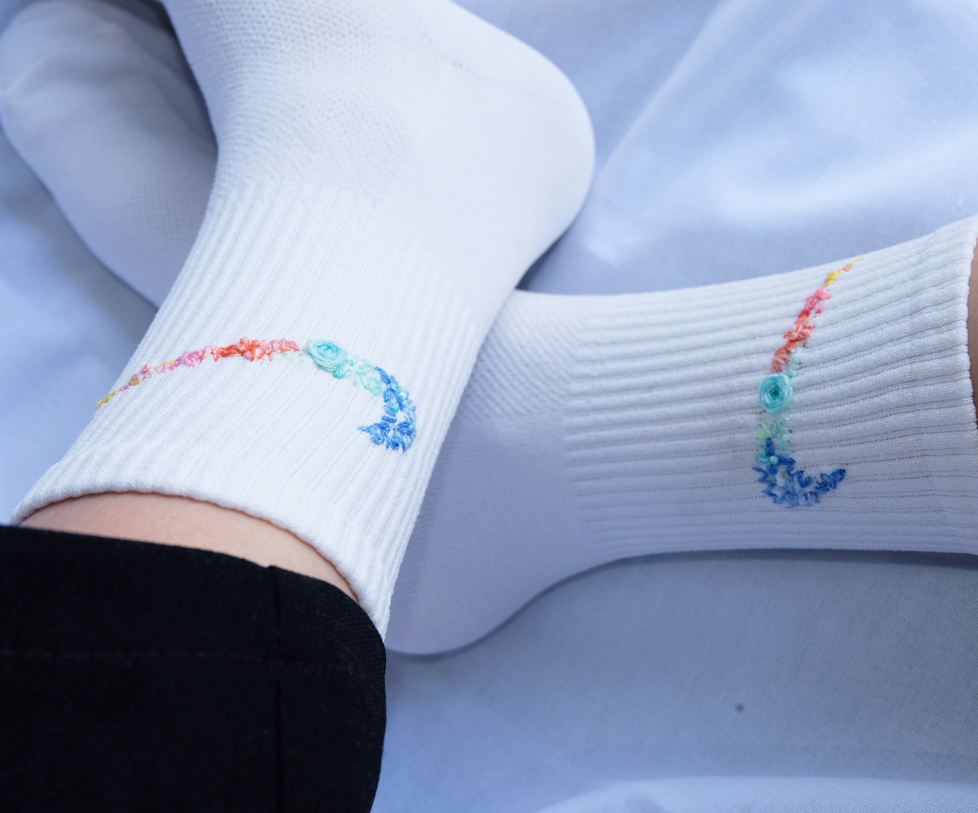 Flowers Embroidery Nike Socks