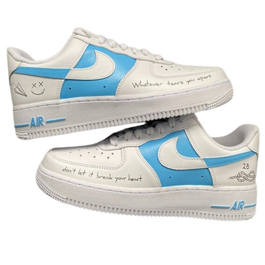 Handpainted Sneakers - Personalised Sneakers - Custom Louis Blue Nike Air Force - Air Force 1 AF1 Sneakers