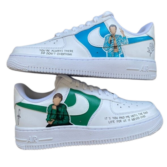 Wedding Handpainted Sneakers - Personalised Sneakers - Custom Louis Green Nike Air Force - Air Force 1 AF1 Sneakers