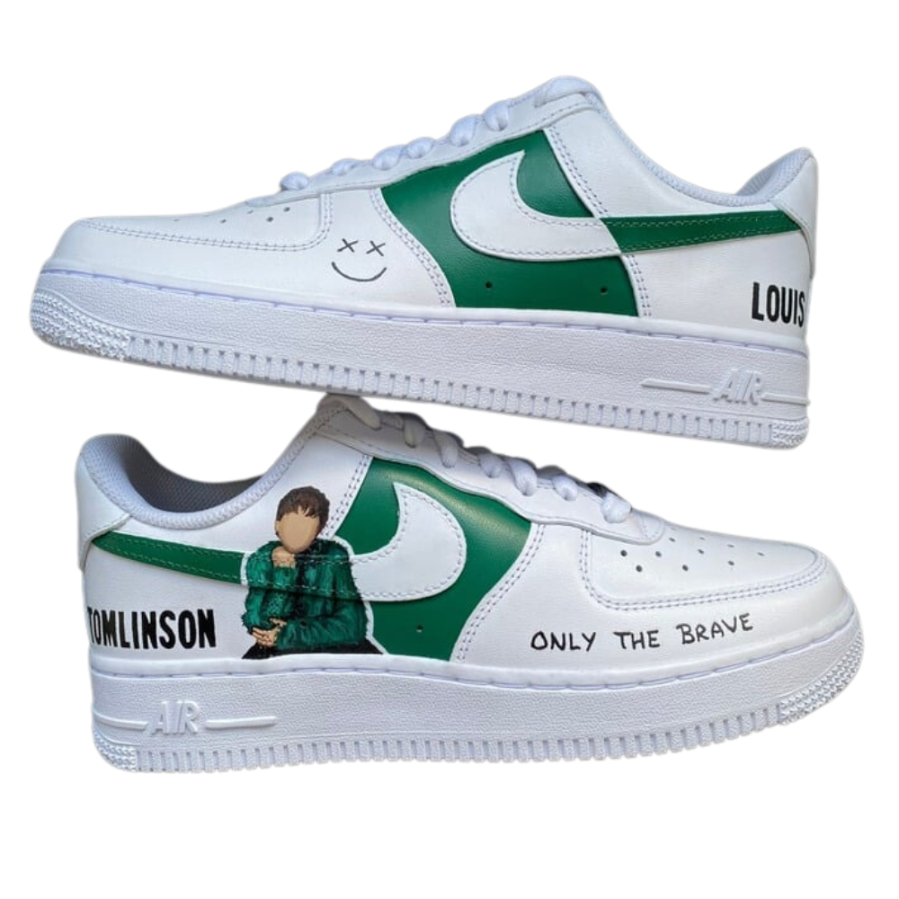 Handpainted Sneakers - Personalised Sneakers - Custom Louis Green Nike Air Force - Air Force 1 AF1 Sneakers