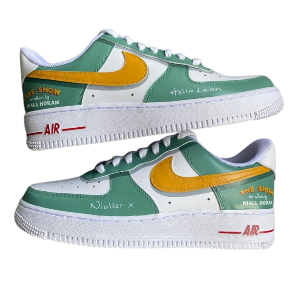 Handpainted Sneakers - Personalised Sneakers - Custom Niall The Show Nike Air Force - Air Force 1 AF1 Sneakers