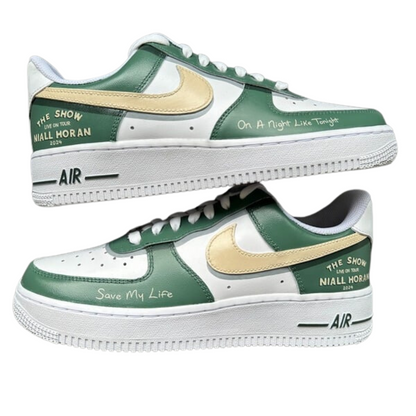 Handpainted Sneakers - Personalised Sneakers - Custom Niall The Show 3 Nike Air Force - Air Force 1 AF1 Sneakers