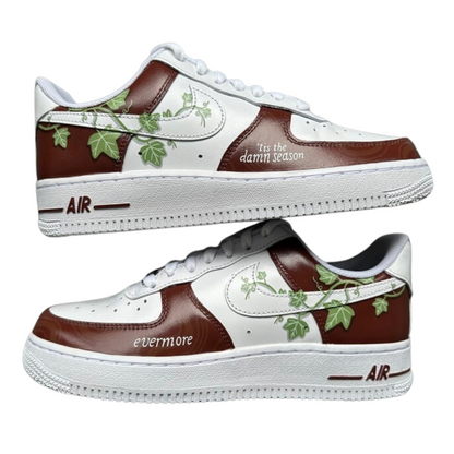 Handpainted Sneakers - Personalised Sneakers - Custom Taylor Evermore Album Nike Air Force - Air Force 1 AF1 Sneakers