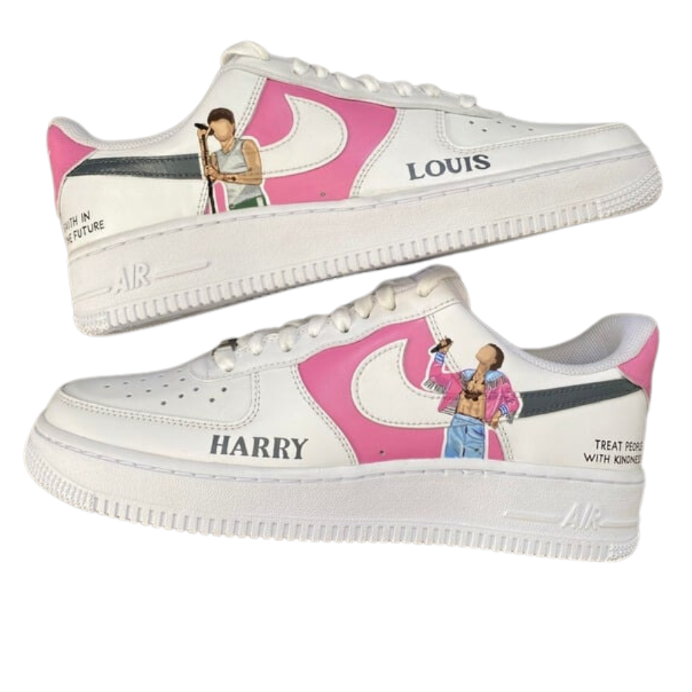 Wedding Handpainted Sneakers - Personalised Sneakers - Custom Pink Harry/Louis 3 Nike Air Force - Air Force 1 AF1 Sneakers