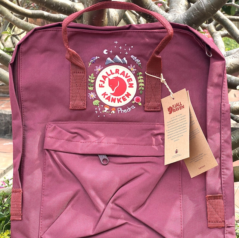 Customized Flower Hand Embroiderykanken Backpack Embroidered With Flowerfjallraven Hand Embroidery On The Classic Fjallraven Kanken