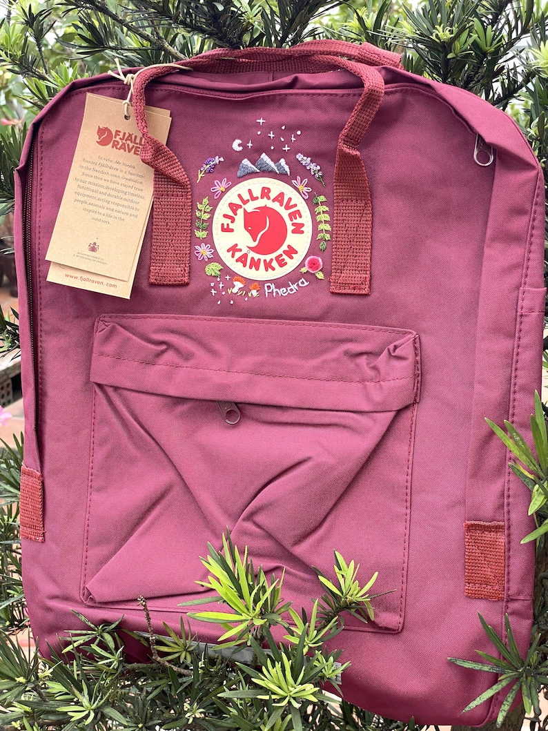 Customized Flower Hand Embroiderykanken Backpack Embroidered With Flowerfjallraven Hand Embroidery On The Classic Fjallraven Kanken