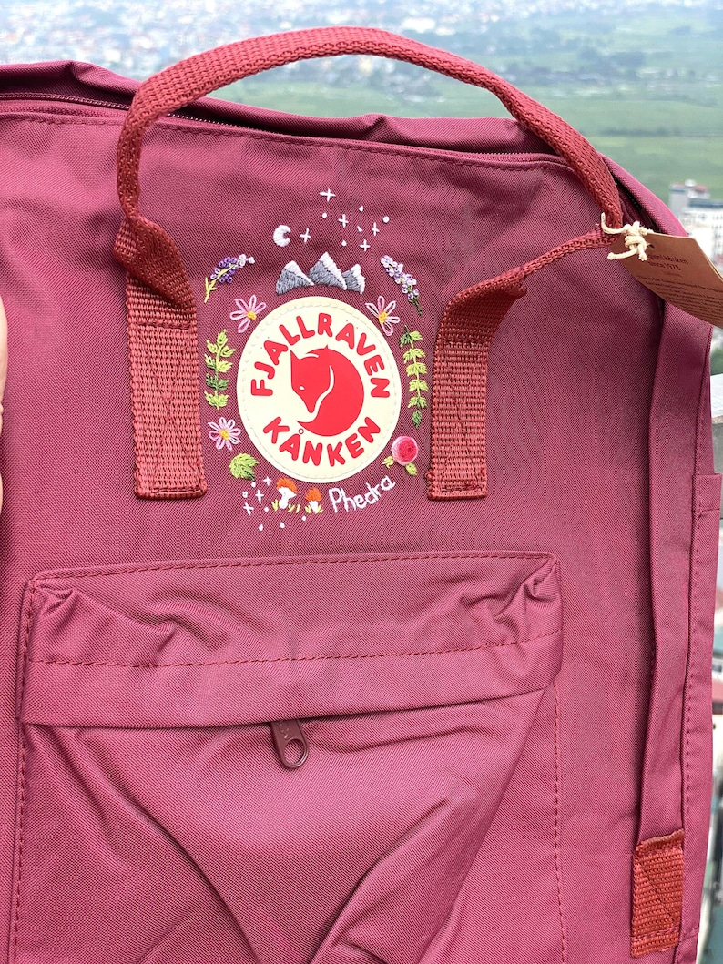 Customized Flower Hand Embroiderykanken Backpack Embroidered With Flowerfjallraven Hand Embroidery On The Classic Fjallraven Kanken