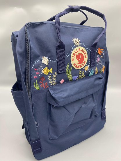 Ocean Embroidered Fjallraven Kanken Backpack Kanken Backpack Embroidered With Ocean Fjallraven Kanken Embroidery Design Ocean