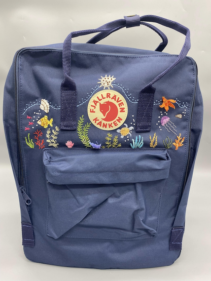 Ocean Embroidered Fjallraven Kanken Backpack Kanken Backpack Embroidered With Ocean Fjallraven Kanken Embroidery Design Ocean