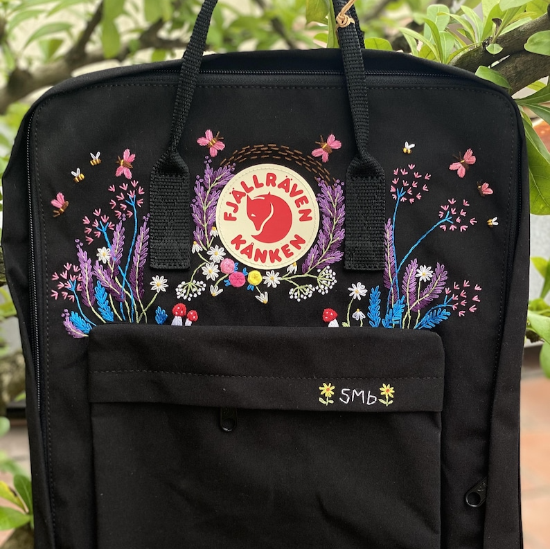 Fjallraven Kanken Embroidery Design Flowers, Embroidered Fjallraven Kanken Backpack