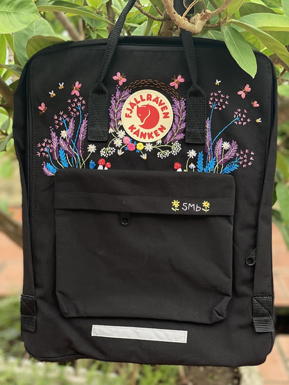 Fjallraven Kanken Embroidery Design Flowers, Embroidered Fjallraven Kanken Backpack