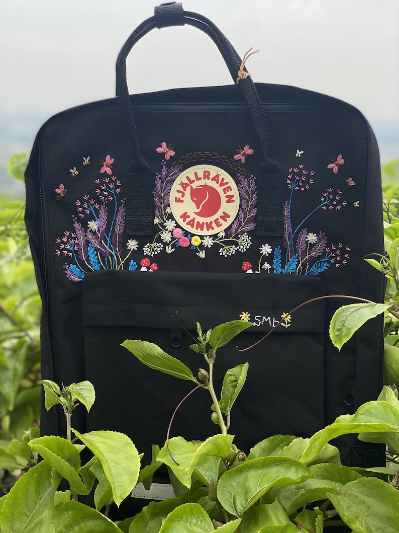 Fjallraven Kanken Embroidery Design Flowers, Embroidered Fjallraven Kanken Backpack