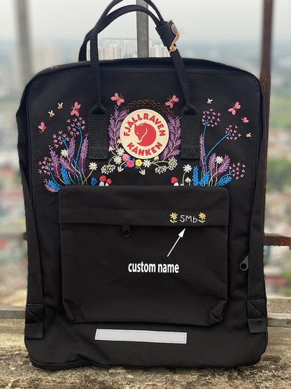 Fjallraven Kanken Embroidery Design Flowers, Embroidered Fjallraven Kanken Backpack