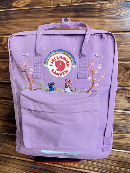 My Melody Embroidery Design On Fjallraven Kanken Backpack, Backpack Fjallraven Kanken Embroidered My Melody