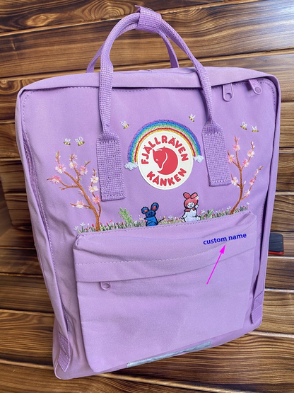 My Melody Embroidery Design On Fjallraven Kanken Backpack, Backpack Fjallraven Kanken Embroidered My Melody