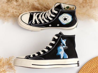 Embroidered Converse,Custom Converse High Tops Embroidered Cat, Pet Embroidered Converse for Men, Custom Pet Gifts