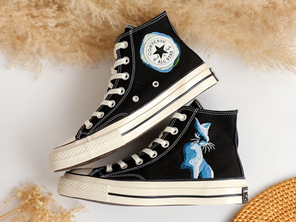 Embroidered Converse,Custom Converse High Tops Embroidered Cat, Pet Embroidered Converse for Men, Custom Pet Gifts