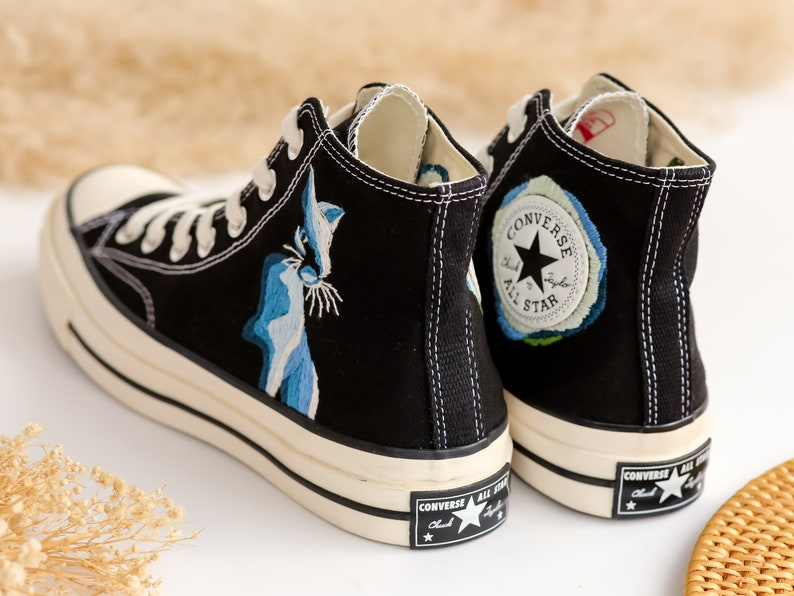 Embroidered Converse,Custom Converse High Tops Embroidered Cat, Pet Embroidered Converse for Men, Custom Pet Gifts