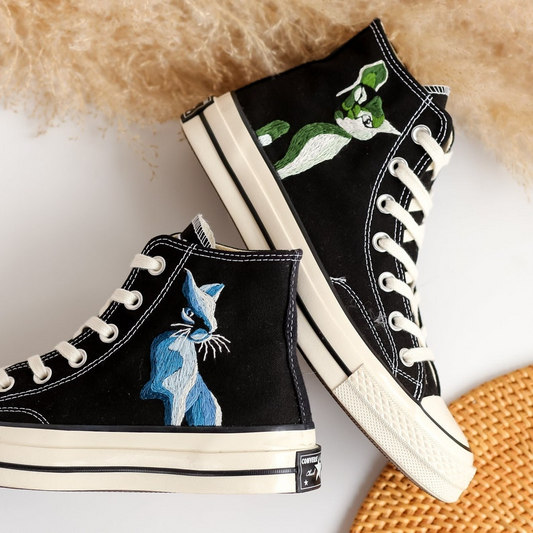 Embroidered Converse,Custom Converse High Tops Embroidered Cat, Pet Embroidered Converse for Men, Custom Pet Gifts