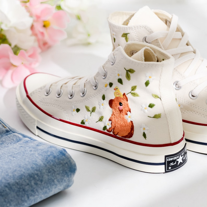 Custom Embroidered Converse Shoes, Capybara Embroidered Sneaker, Pet Embroidered Shoes, Capybara Embroidered Converse, Unique Gifts for Her