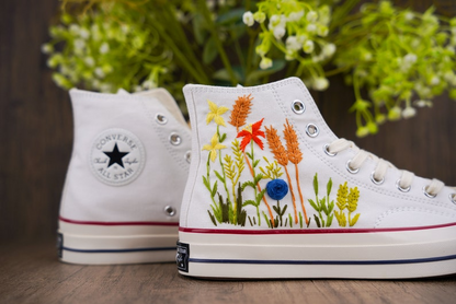 Floral Converse Chuck Taylor Embroidered, Hand Embroidered Converse Custom Wedding