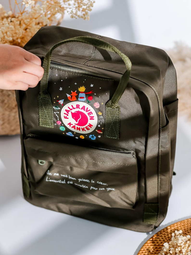 Fjallraven Kanken Backpack Embroidery Little Prince and Universe, Planets, Stars, Little Prince Embroidered Kanken, Custom Kanken With Name