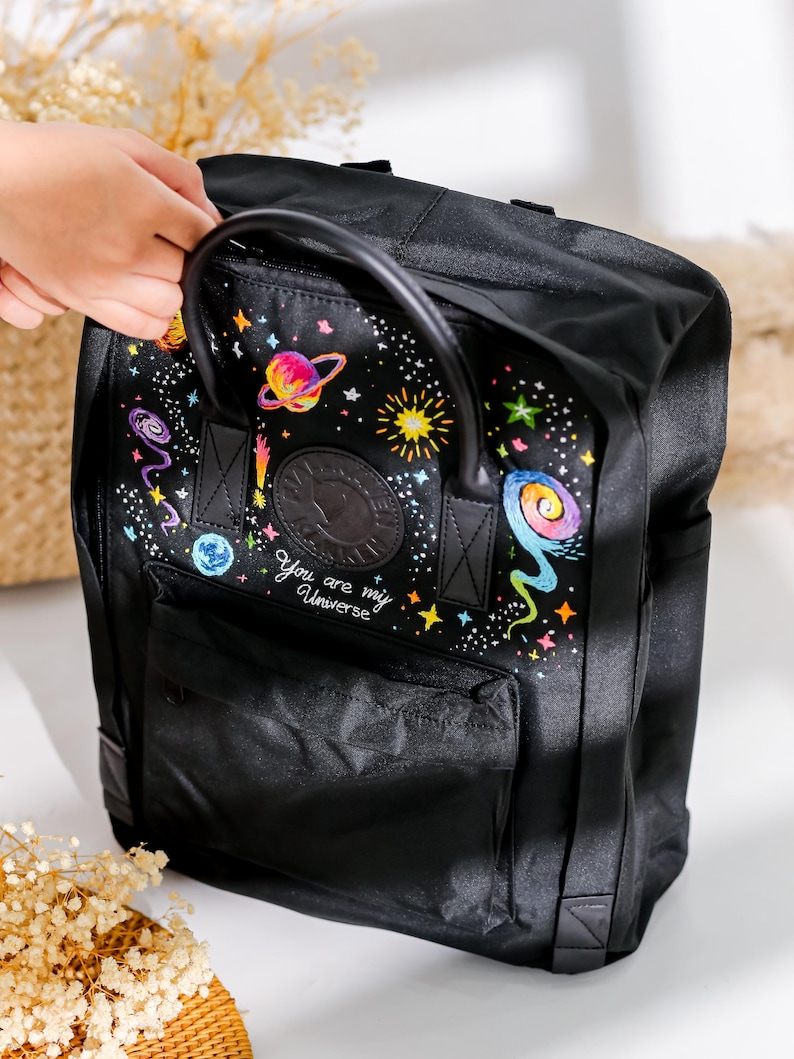 Universe and Stars Embroidered Fjallraven Kanken, Astronaut, Galaxy Embroidered Backpack, Space Embroidery Kanken, Galaxy Gift for Girl