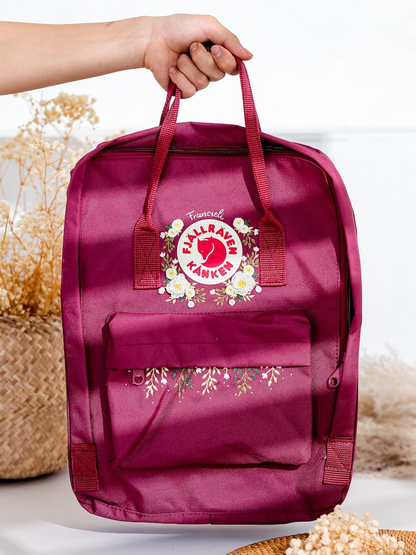 Flowers Embroidered Fjallraven Kanken Custom, Rose Flowers Embroidered Backpack Custom, Fjallraven Rucksack Bestickt, Birthday Gift