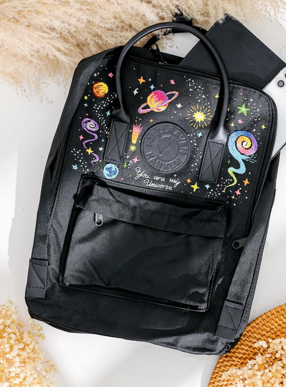 Universe and Stars Embroidered Fjallraven Kanken, Astronaut, Galaxy Embroidered Backpack, Space Embroidery Kanken, Galaxy Gift for Girl