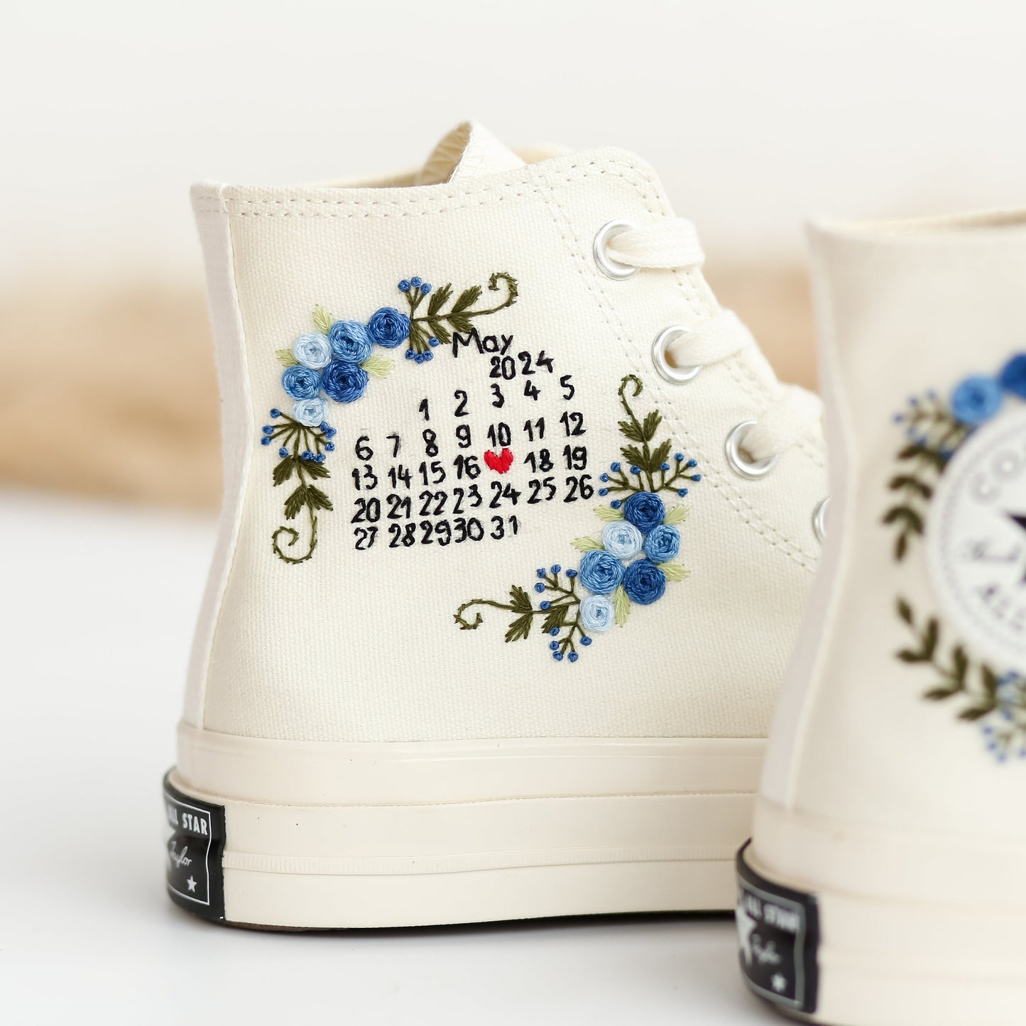 Converse Chuck Taylor 1970s, Hand Embroidered, Custom Bridal Converse