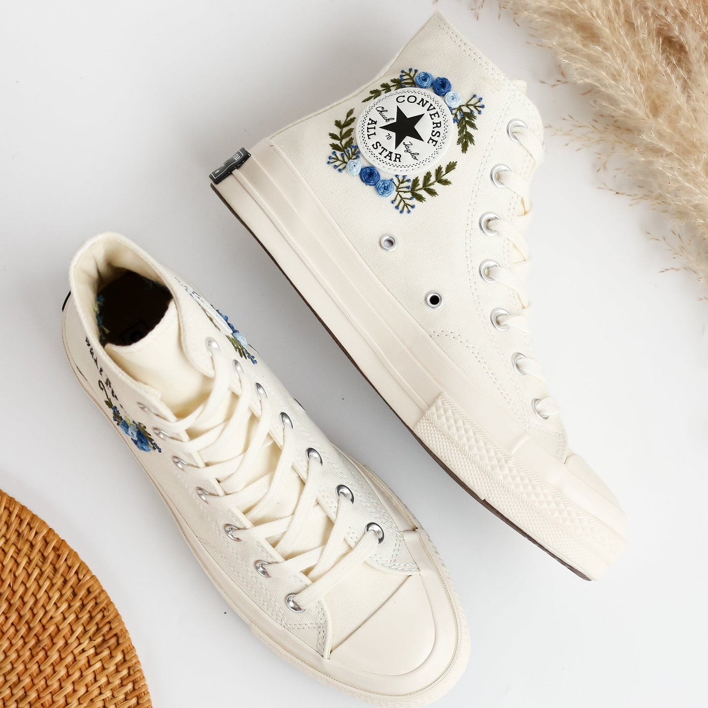 Converse Chuck Taylor 1970s, Hand Embroidered, Custom Bridal Converse