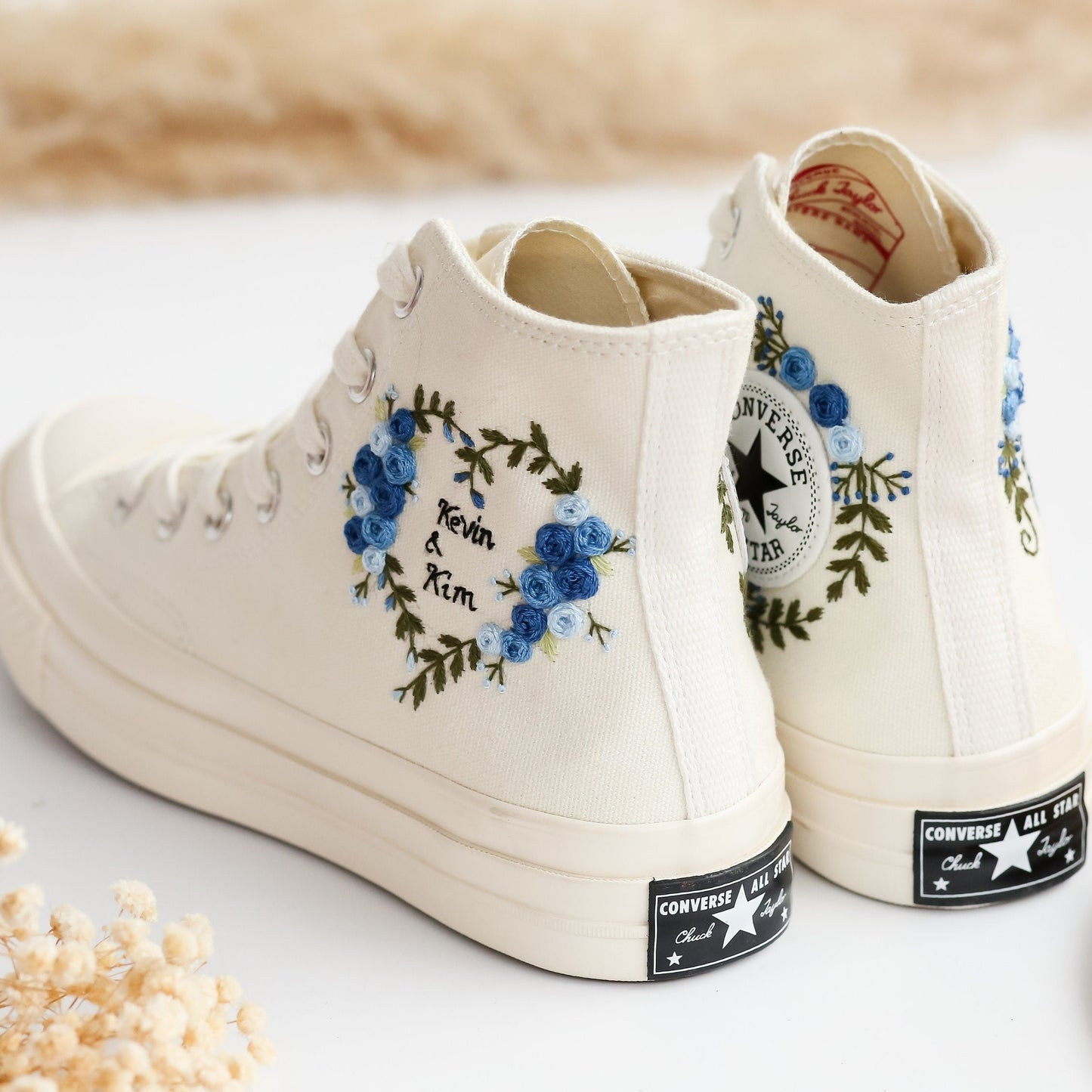 Converse Chuck Taylor 1970s, Hand Embroidered, Custom Bridal Converse