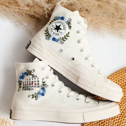 Converse Chuck Taylor 1970s, Hand Embroidered, Custom Bridal Converse