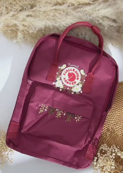 Flowers Embroidered Fjallraven Kanken Custom, Rose Flowers Embroidered Backpack Custom, Fjallraven Rucksack Bestickt, Birthday Gift