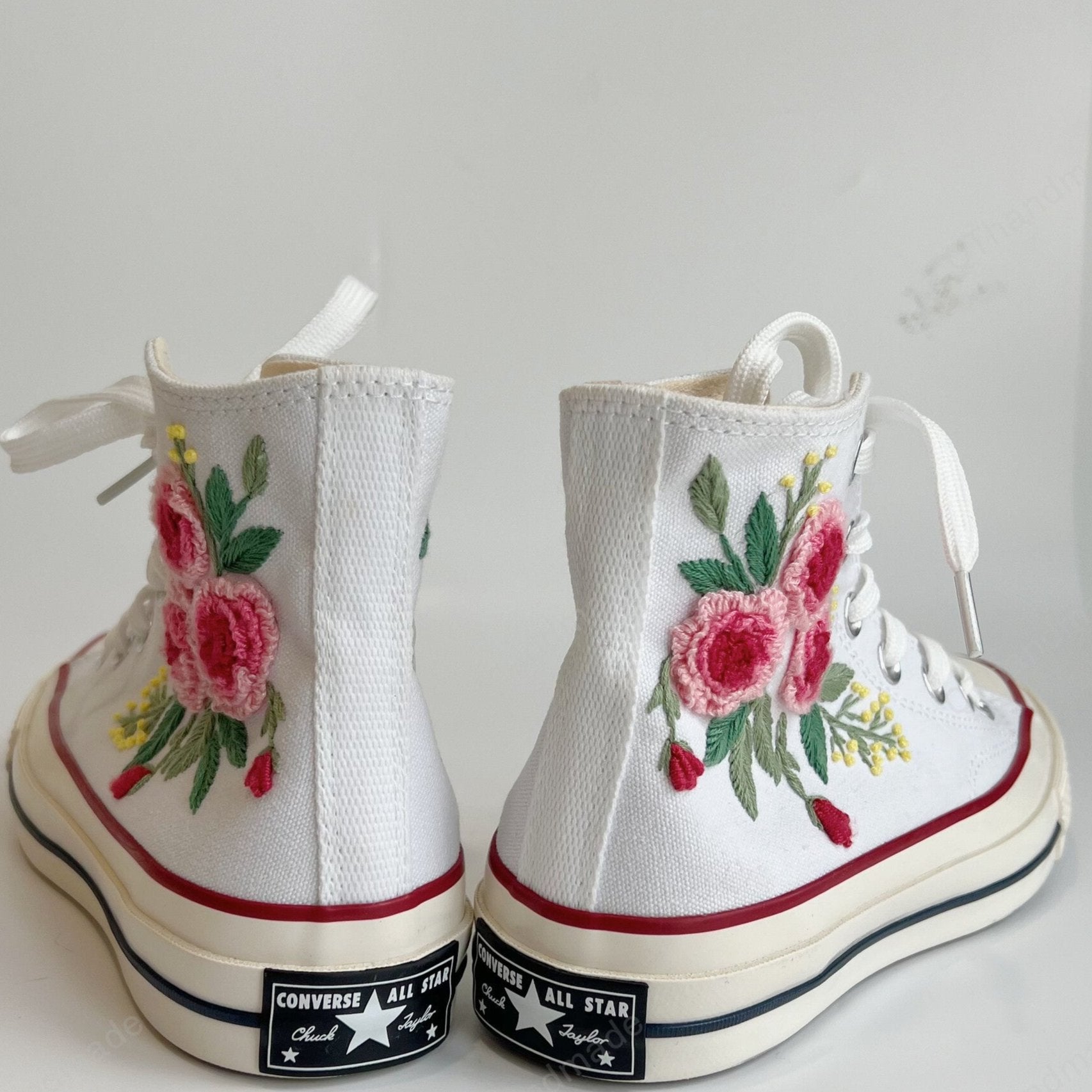 3D Rose Custom Embroidery Converse Chuck Taylor, Embroidered 3D Flower Converse Shoes, Embroidered Converse Custom, Personalized Embroidered Sneakers