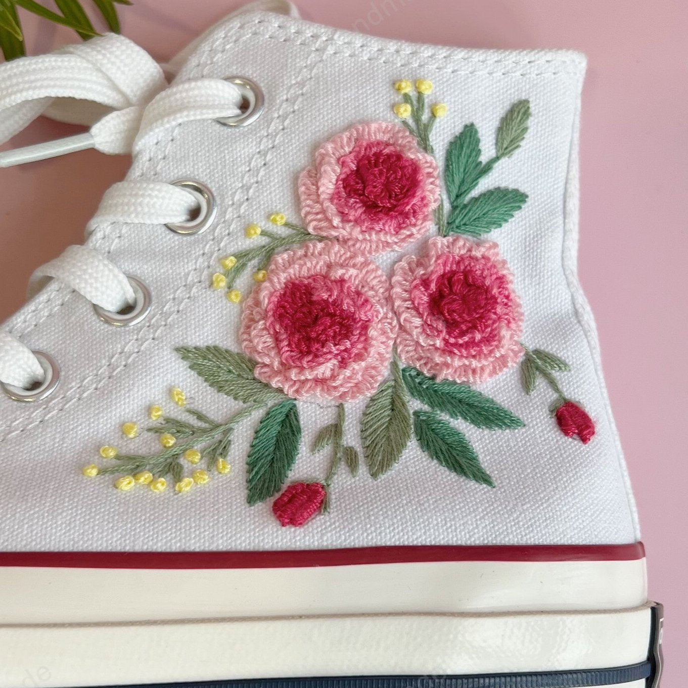 3D Rose Custom Embroidery Converse Chuck Taylor, Embroidered 3D Flower Converse Shoes, Embroidered Converse Custom, Personalized Embroidered Sneakers