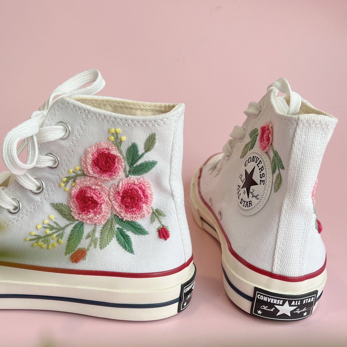 3D Rose Custom Embroidery Converse Chuck Taylor, Embroidered 3D Flower Converse Shoes, Embroidered Converse Custom, Personalized Embroidered Sneakers