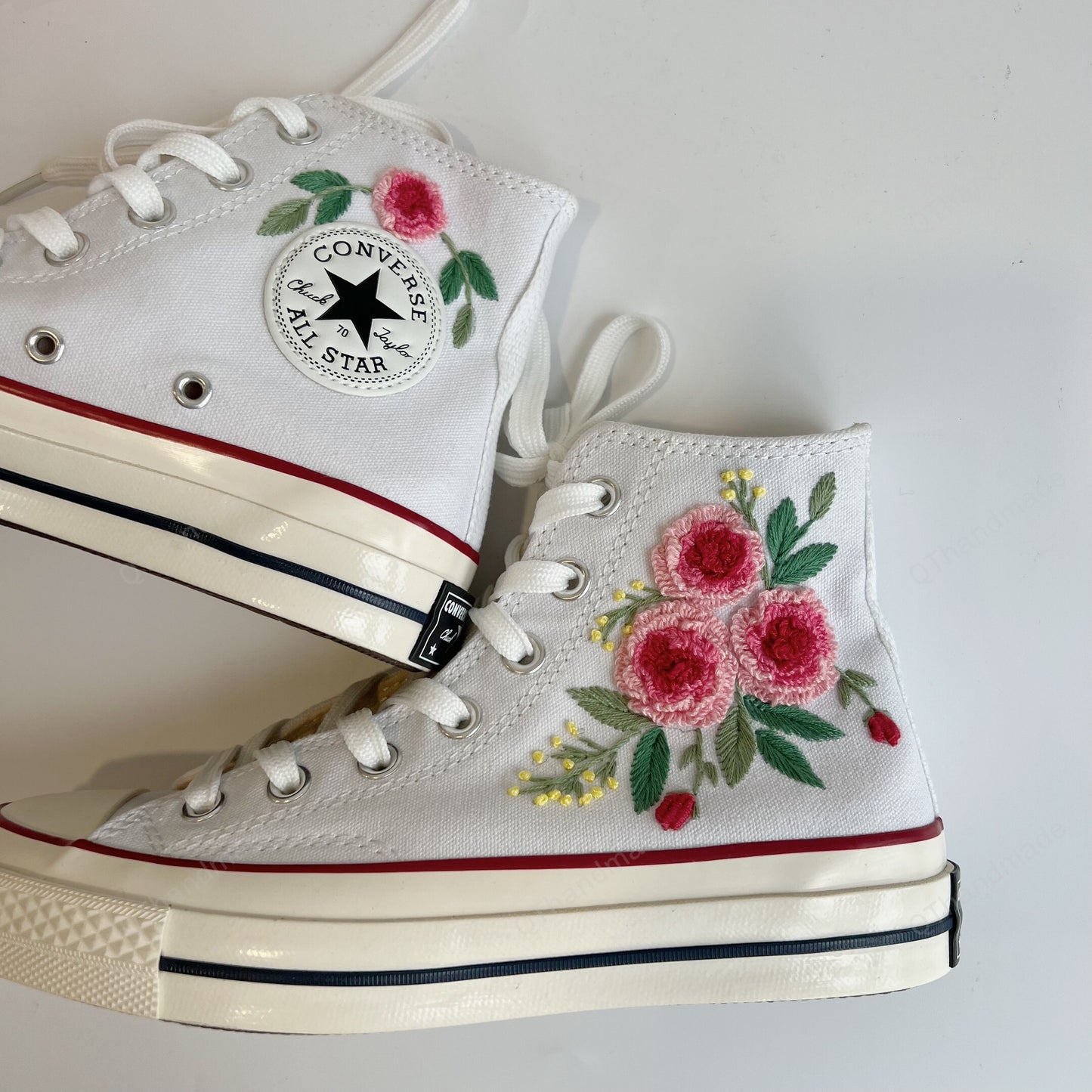 3D Rose Custom Embroidery Converse Chuck Taylor, Embroidered 3D Flower Converse Shoes, Embroidered Converse Custom, Personalized Embroidered Sneakers